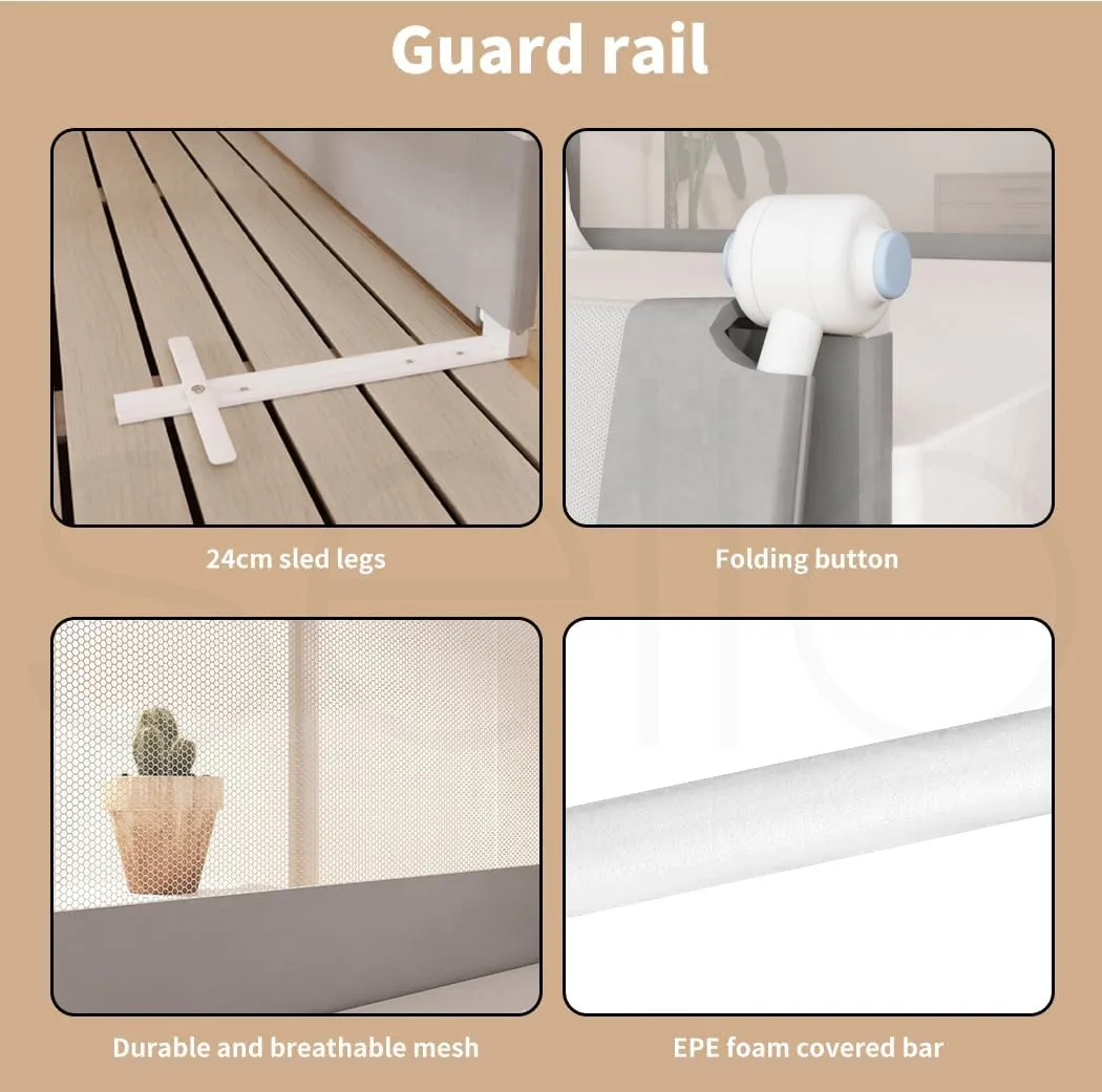 Kids Swing-Down Safety Bed Rail - 1.5 Meter (Grey)
