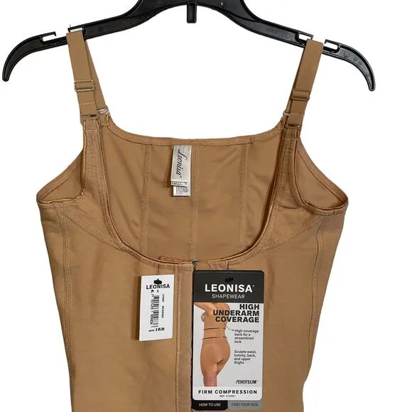 Leonisa Firm Compression BoyShorts Body Shaper with Butt Lifter - Beige Small