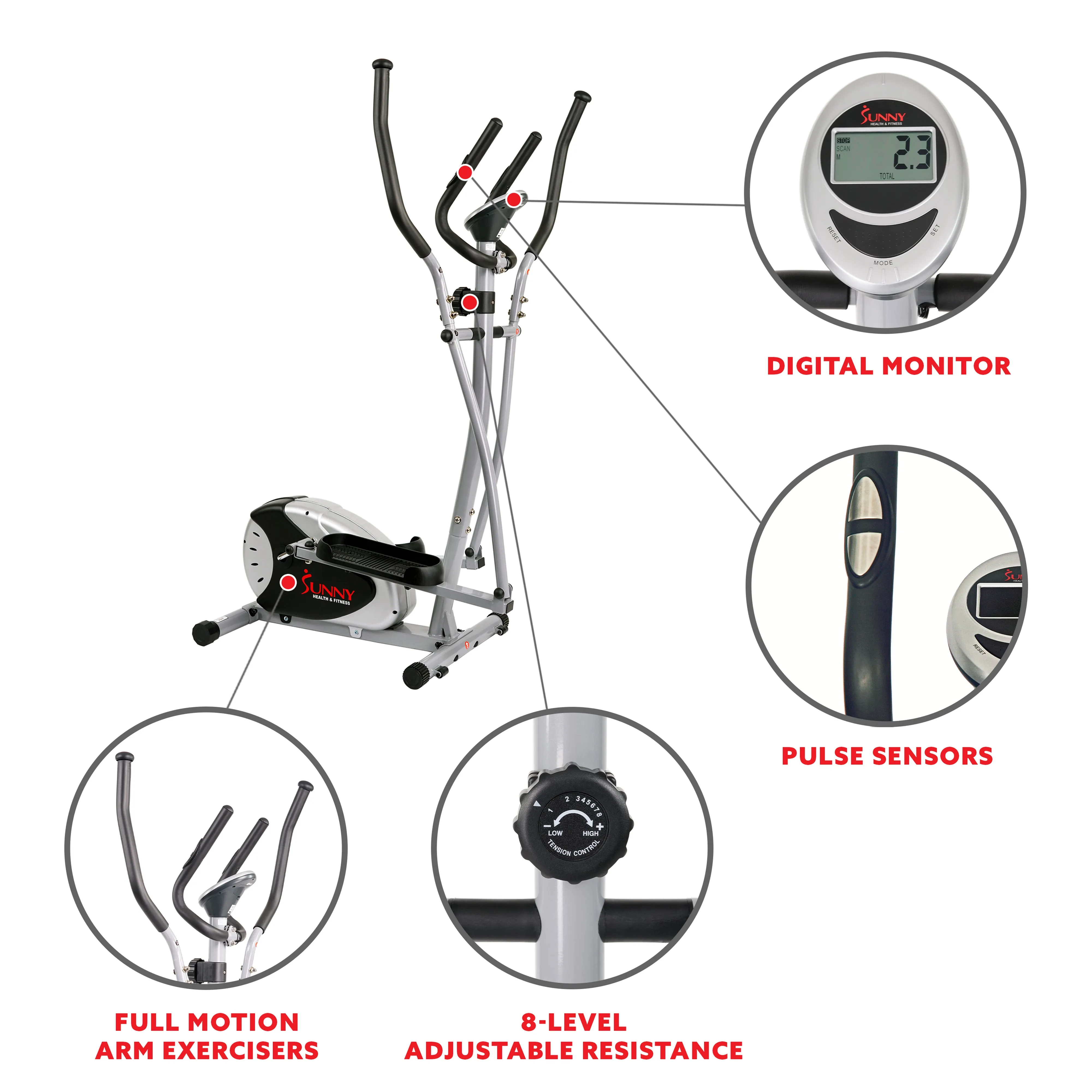 Magnetic Elliptical Bike Cross Trainer Machine Stepper