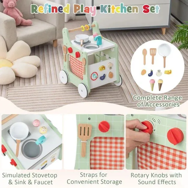 Montessori 6-in-1 Posture Developing Baby Walker | Busy Board and Mini Toy Kitchen | 12m 