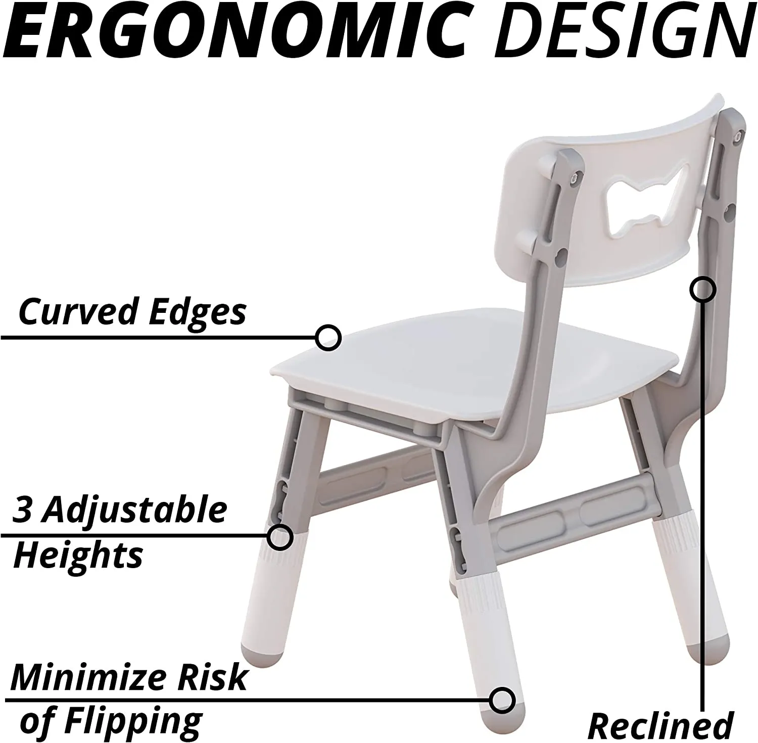 New Adjustable Classroom Chairs, Plastic Indoor Kids Seating for Schools, Daycares, Homes, Adjustable Seat Height (2-Pack)