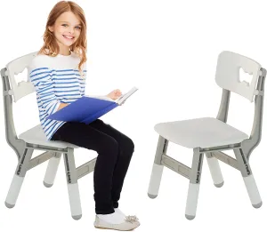 New Adjustable Classroom Chairs, Plastic Indoor Kids Seating for Schools, Daycares, Homes, Adjustable Seat Height (2-Pack)