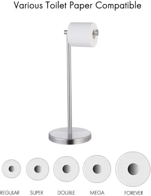 New KES Free Standing Toilet Paper Stand, Stainless Steel Rustproof, Modern Brushed Finish