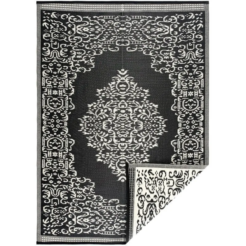 New Large 8Ft x 10Ft Stain & Fade Resistant Black & White Medallion Indoor/Outdoor Beverly Rugs Area Rug! Retails $310 