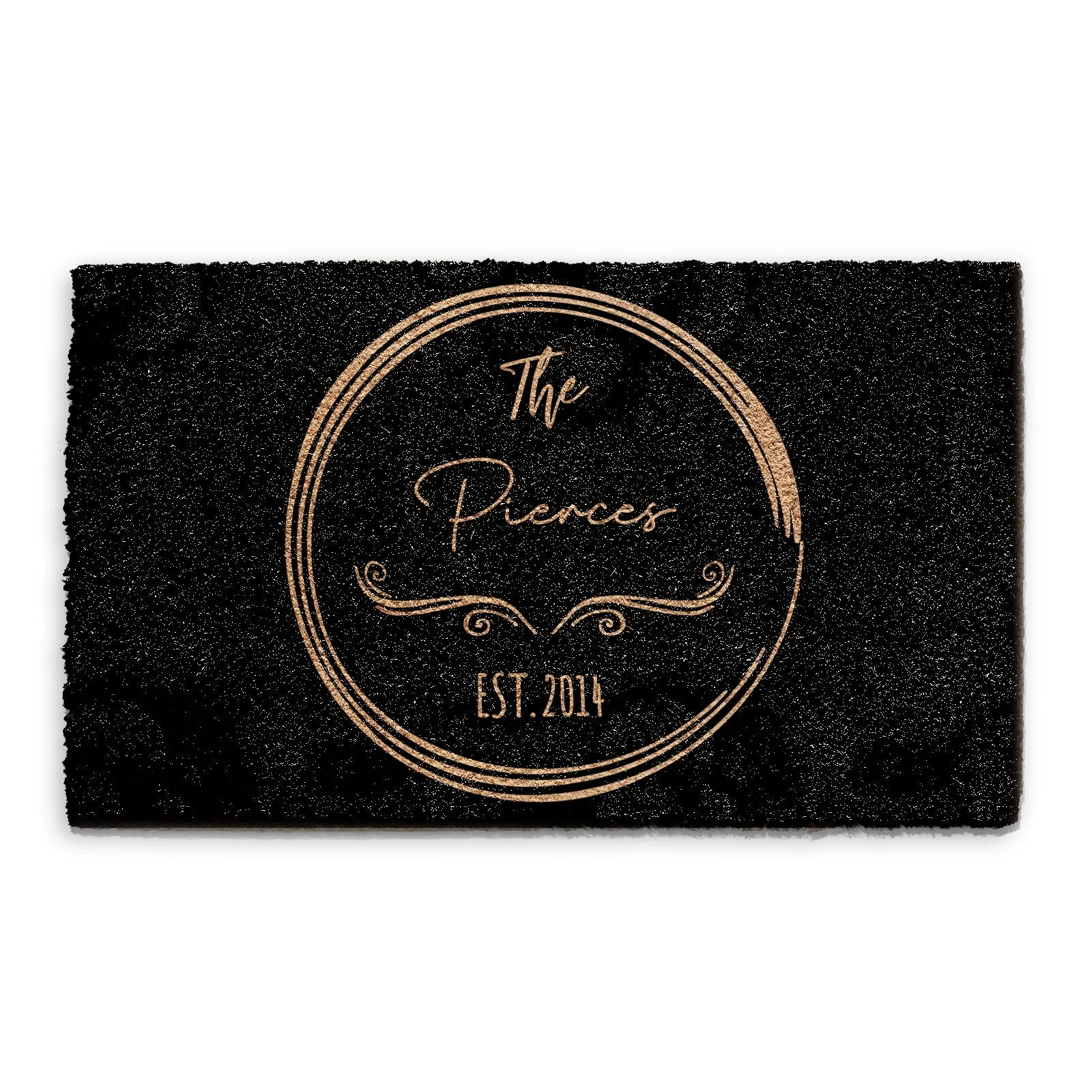 Personalised Doormat - Black Circled Family Name & Year
