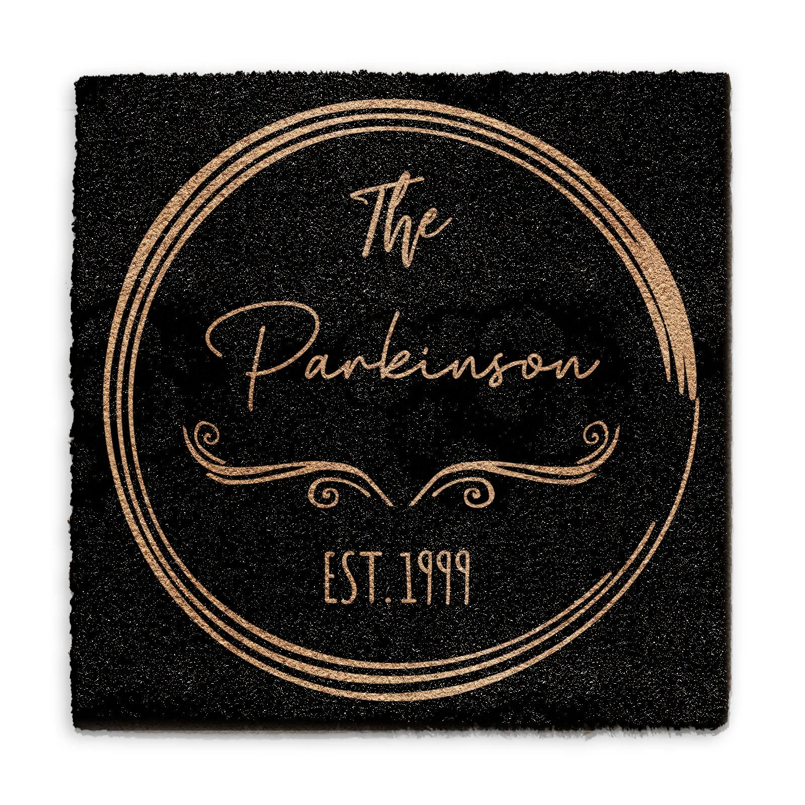 Personalised Doormat - Black Circled Family Name & Year