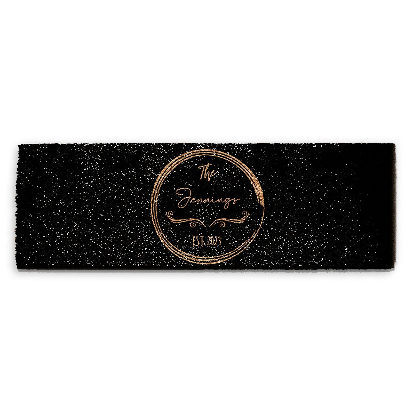 Personalised Doormat - Black Circled Family Name & Year