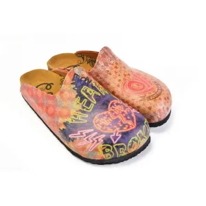 Phosphorus Heart Broken Written, Pink and Purple Love Patternerd Clogs - CAL1407