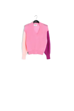 Pink v-neck mohair-blend sweater