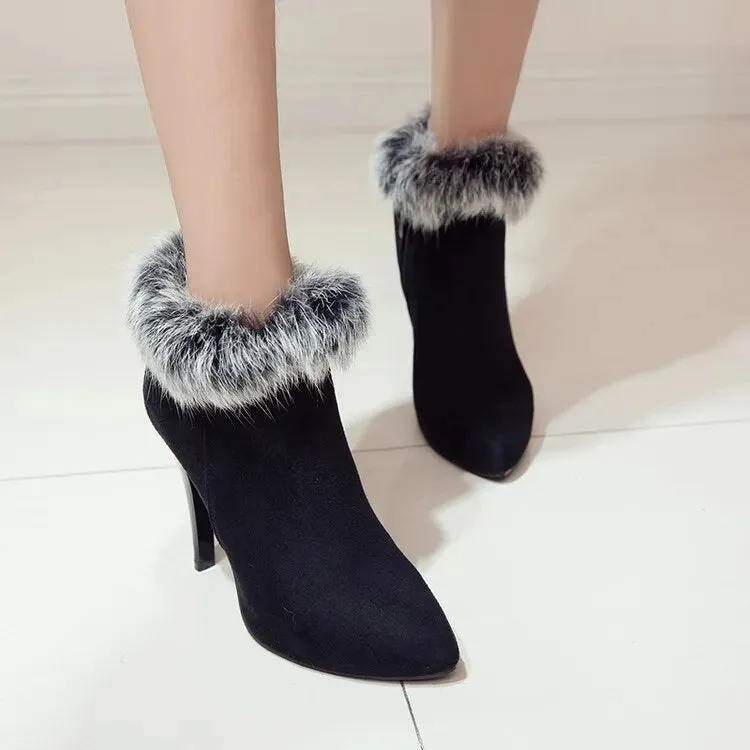 Pointed Toe Sexy Ankle Winter Snow Heeled Boots