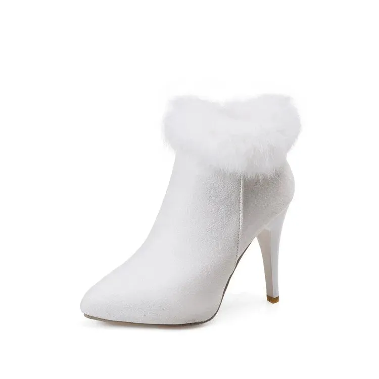 Pointed Toe Sexy Ankle Winter Snow Heeled Boots