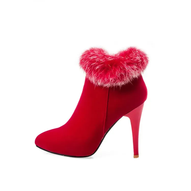 Pointed Toe Sexy Ankle Winter Snow Heeled Boots