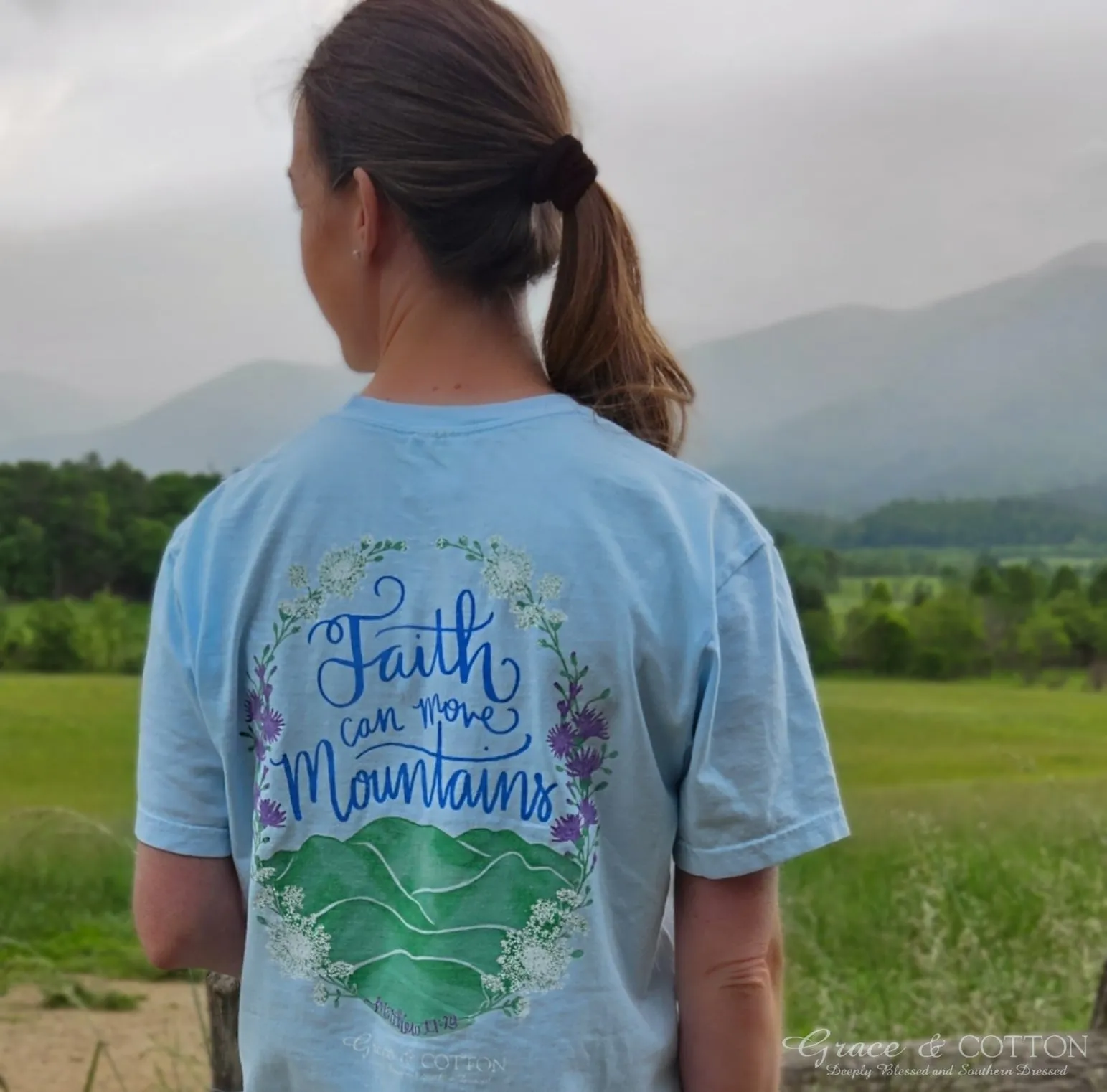 "Faith Moves Mountains" - Comfort Colors Handrangea