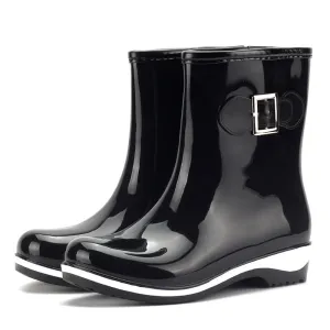 Rain boots warm mid tube snow boots