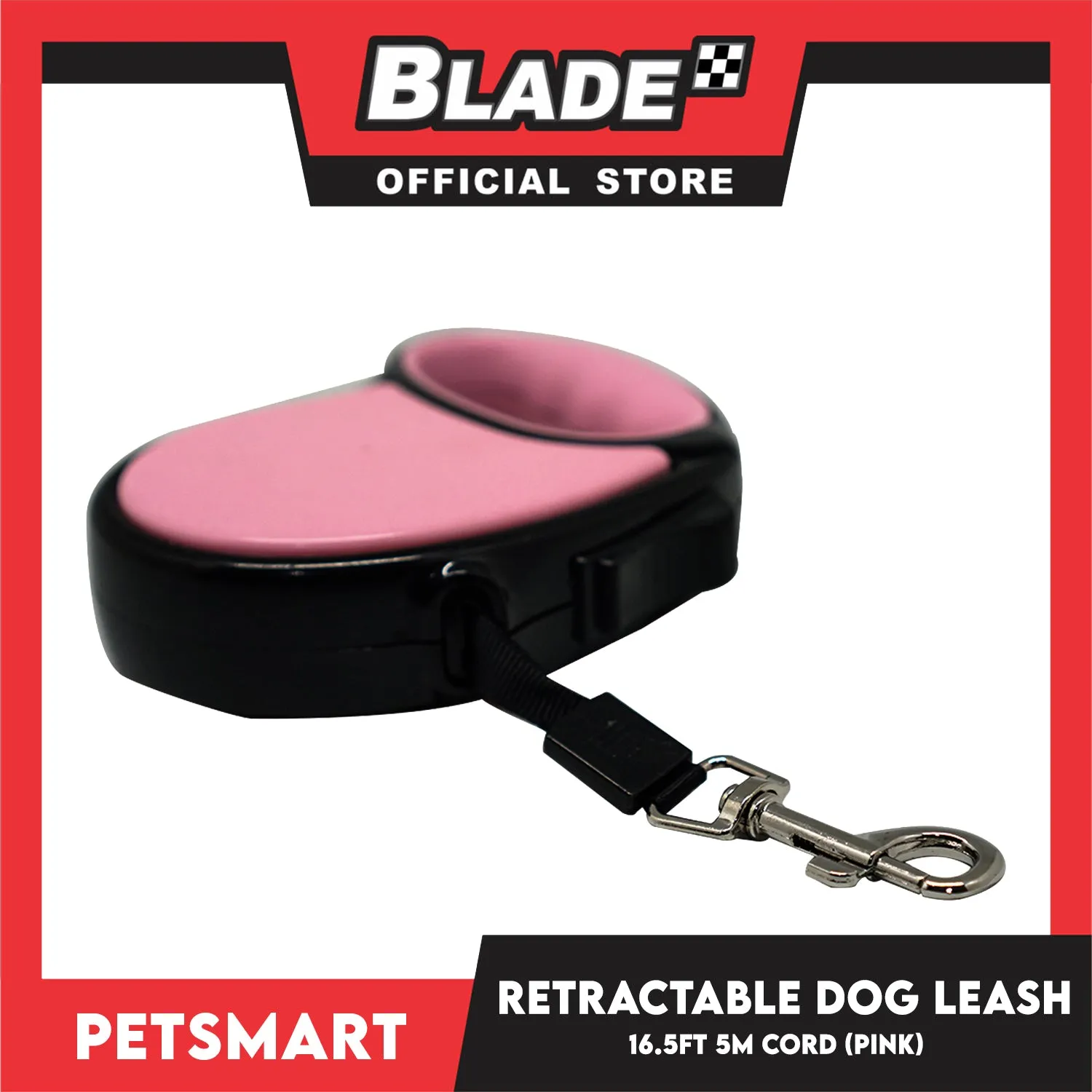 Retractable Dog Leash 11.5ft (3M) Cord with One Button Lock and Release for Up to 25lbs. Dog and Cats (Pink)