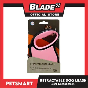 Retractable Dog Leash 11.5ft (3M) Cord with One Button Lock and Release for Up to 25lbs. Dog and Cats (Pink)