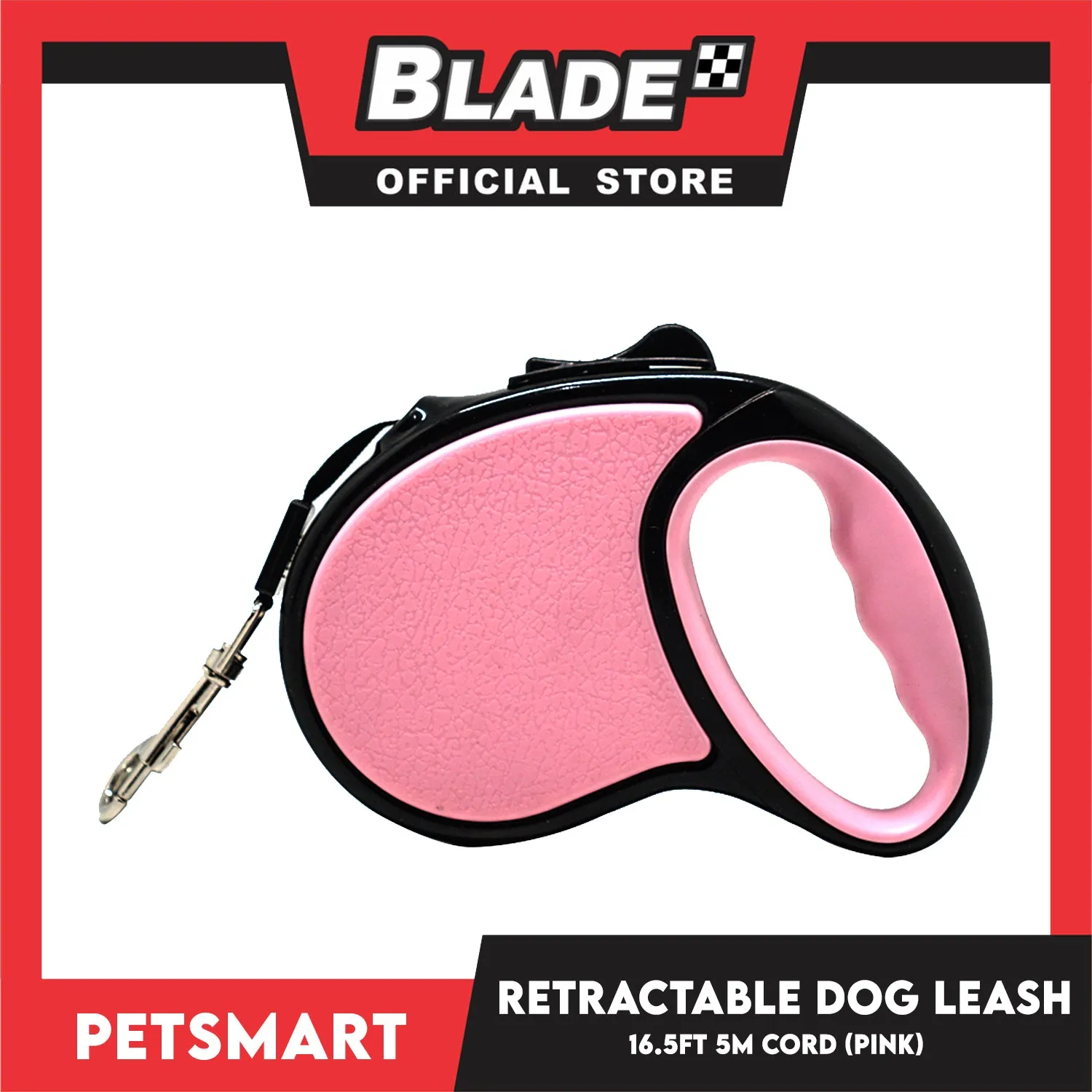 Retractable Dog Leash 11.5ft (3M) Cord with One Button Lock and Release for Up to 25lbs. Dog and Cats (Pink)