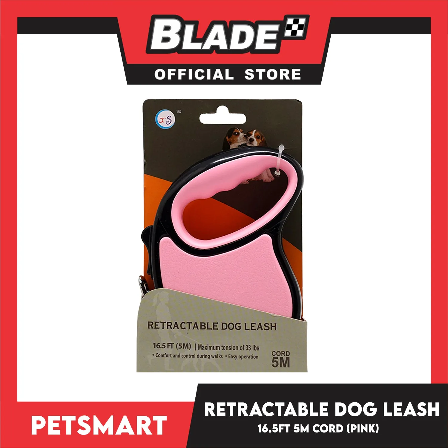 Retractable Dog Leash 11.5ft (3M) Cord with One Button Lock and Release for Up to 25lbs. Dog and Cats (Pink)