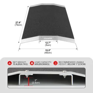 Ruedamann®   27.6" W x 1" H  Bridge Threshold Ramp with Supporting Frame Non-Slip Wheelchair Ramp
