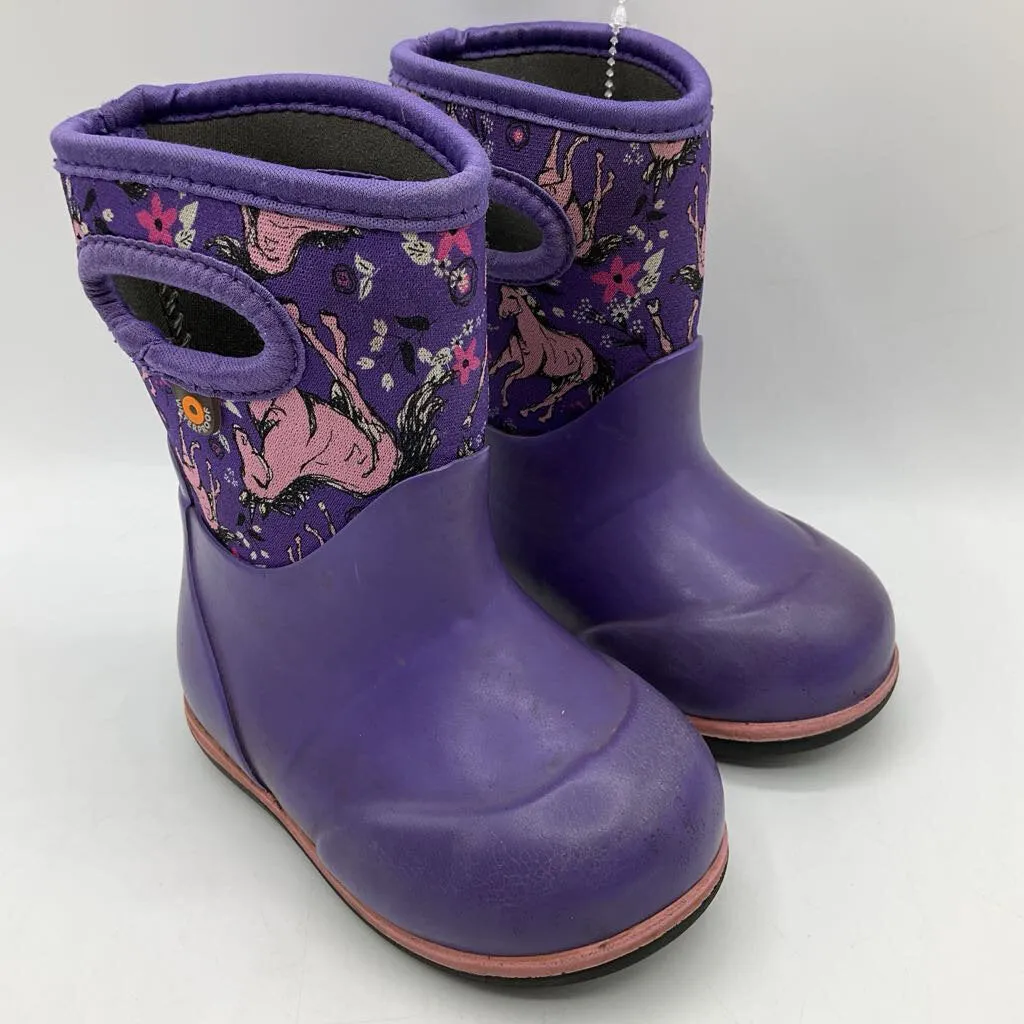 Size 5: Bogs Purple Unicorn Pull-On Rain Boots