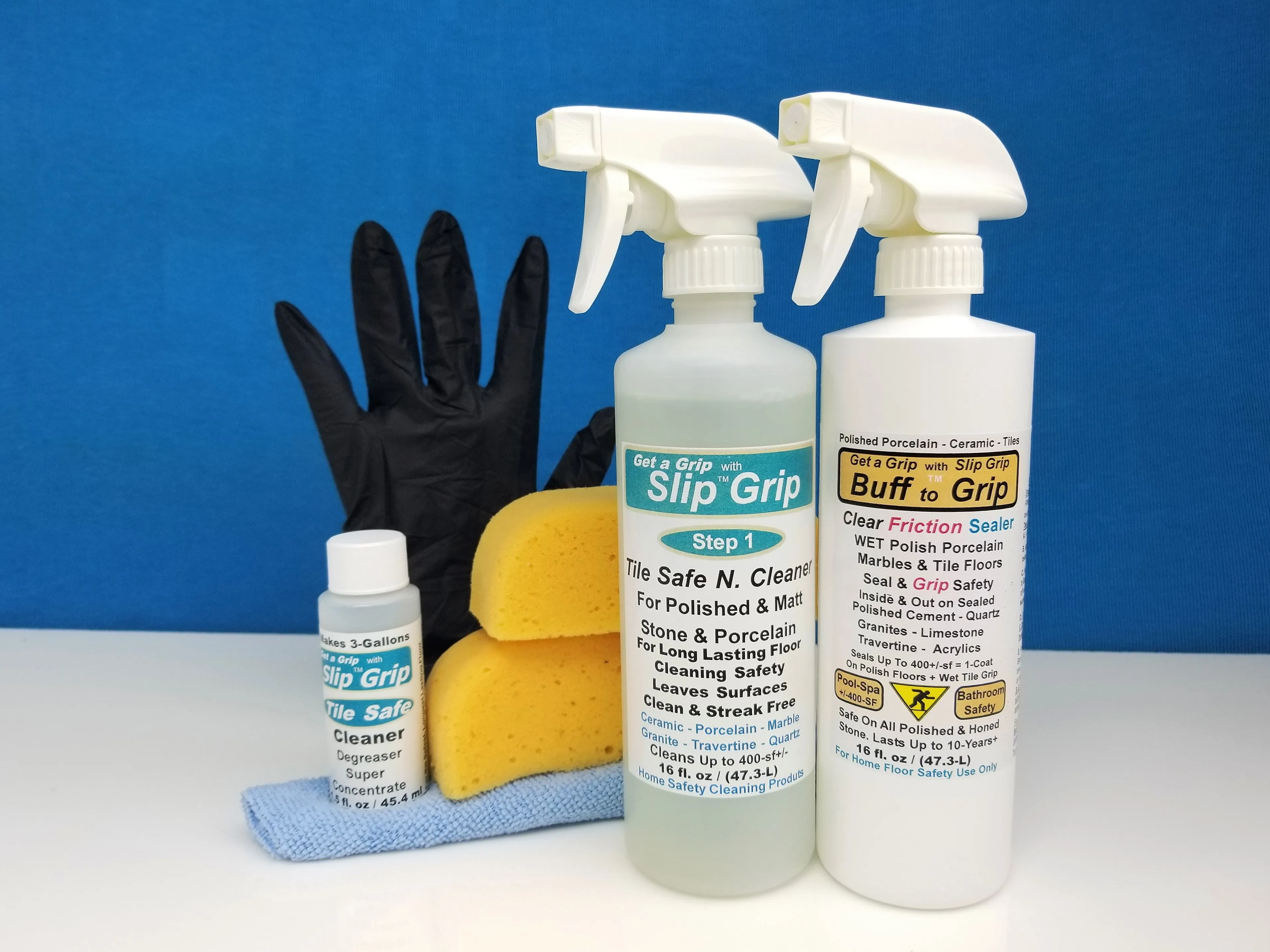 Slip Grip - Buff to Grip Friction Sealer & Cleaner   Starter Tool Kit fl. 16oz, 7 Items