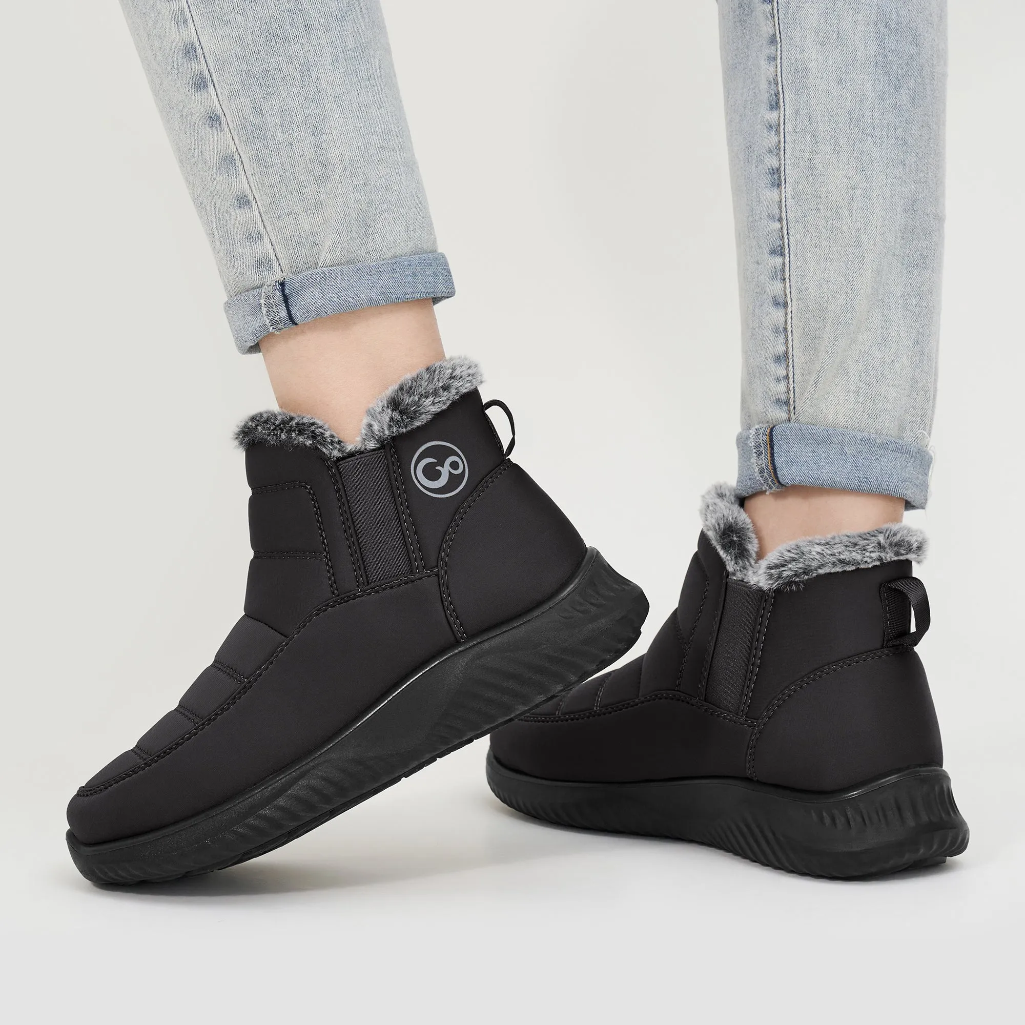 Snow Boots Womens with Warm Fuzzy Faux Fur Slip-on Woman Winter Booties Shoes