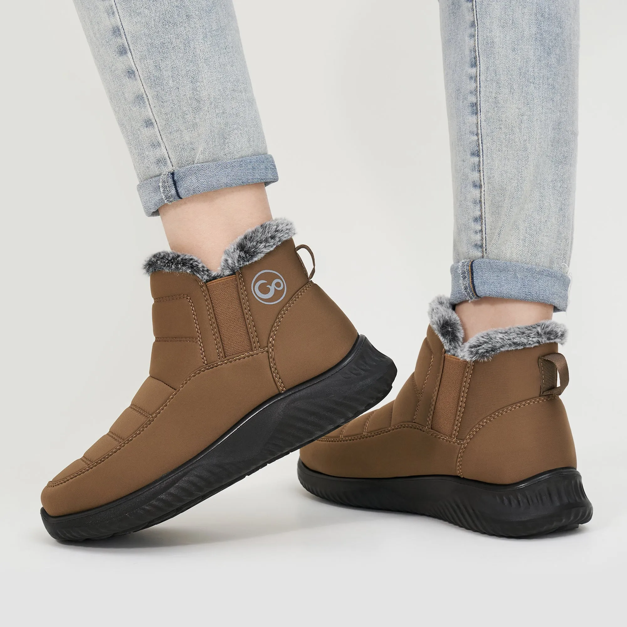 Snow Boots Womens with Warm Fuzzy Faux Fur Slip-on Woman Winter Booties Shoes