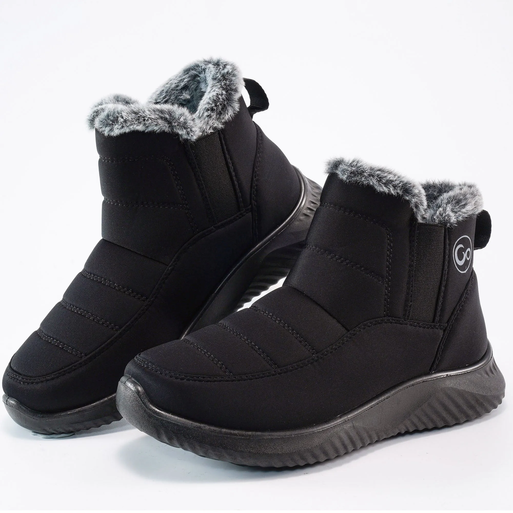 Snow Boots Womens with Warm Fuzzy Faux Fur Slip-on Woman Winter Booties Shoes