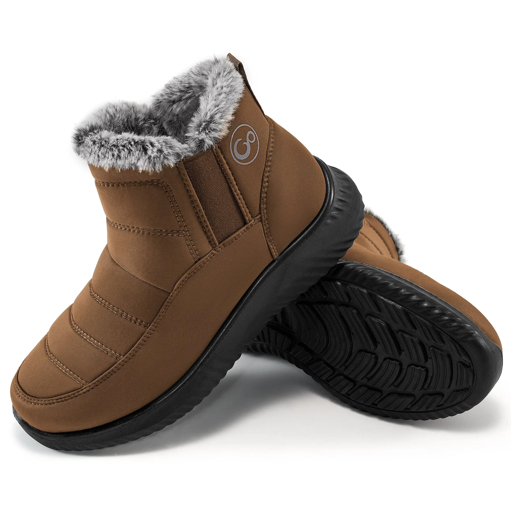 Snow Boots Womens with Warm Fuzzy Faux Fur Slip-on Woman Winter Booties Shoes