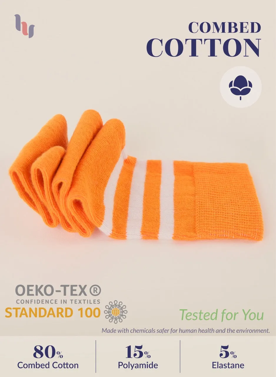 Striped Cotton Kids' Knee-High Dress Socks, 4 Pairs