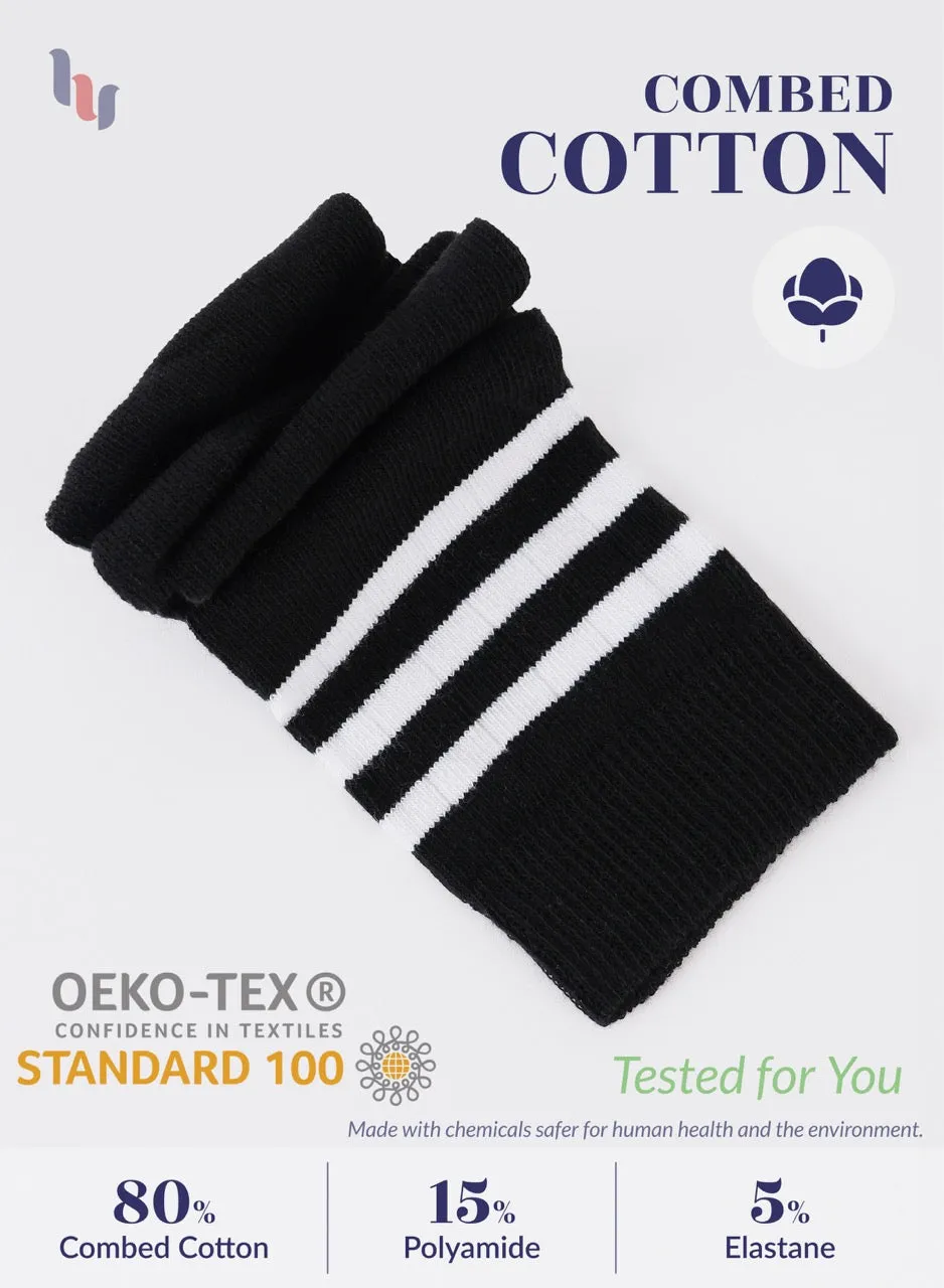 Striped Cotton Kids' Knee-High Dress Socks, 4 Pairs