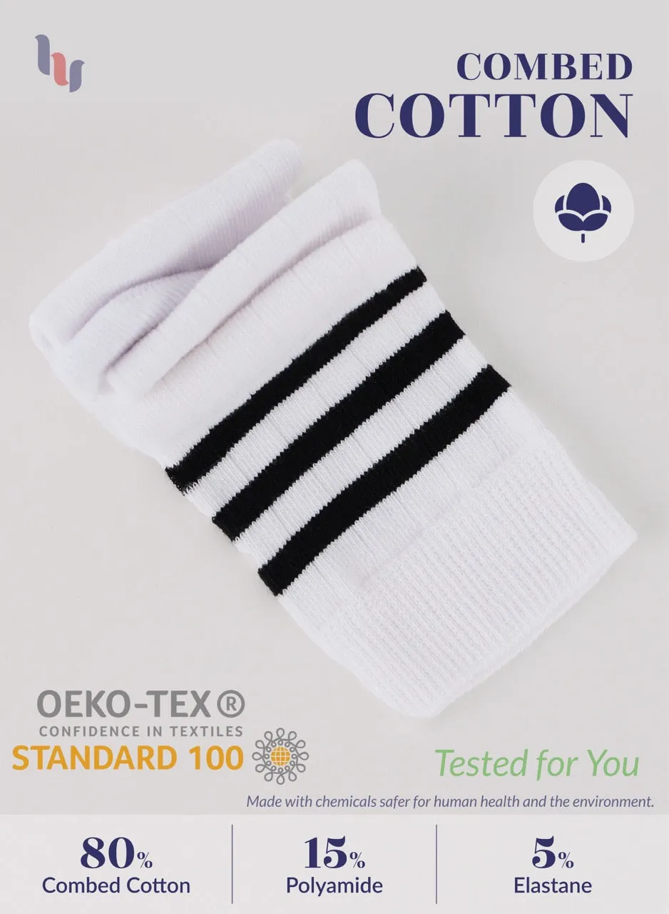 Striped Cotton Kids' Knee-High Dress Socks, 4 Pairs