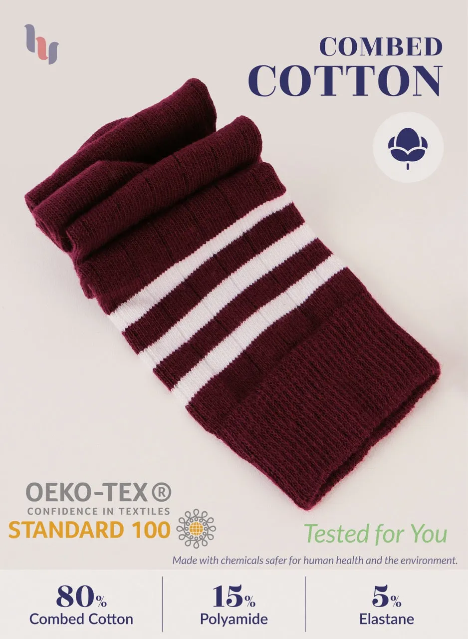 Striped Cotton Kids' Knee-High Dress Socks, 4 Pairs