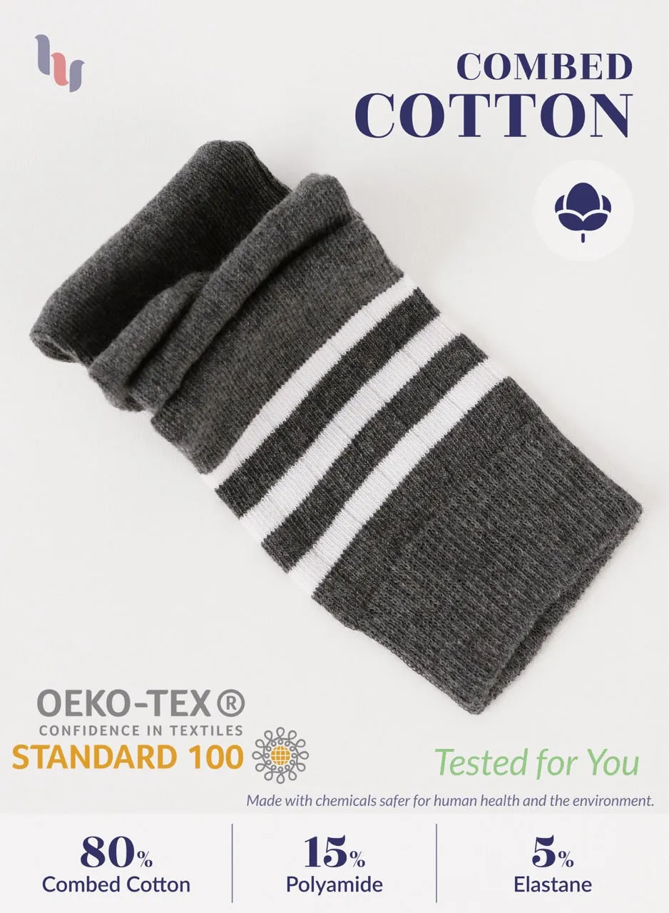 Striped Cotton Kids' Knee-High Dress Socks, 4 Pairs
