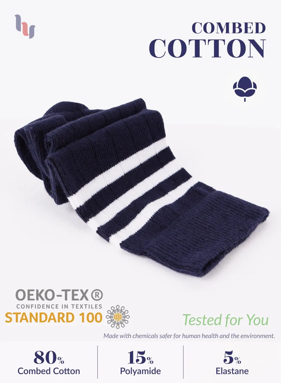 Striped Cotton Kids' Knee-High Dress Socks, 4 Pairs