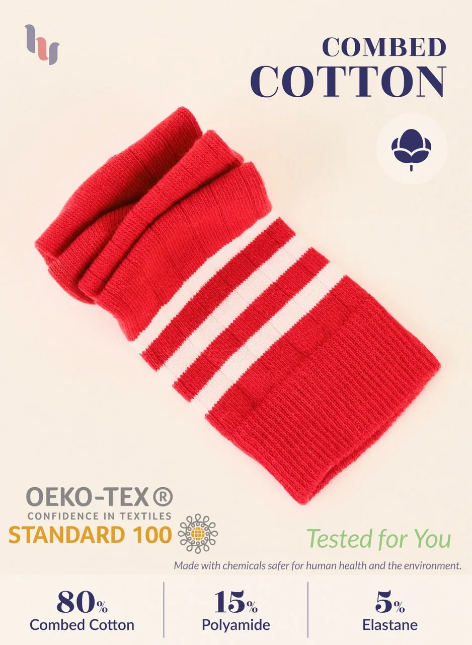 Striped Cotton Kids' Knee-High Dress Socks, 4 Pairs