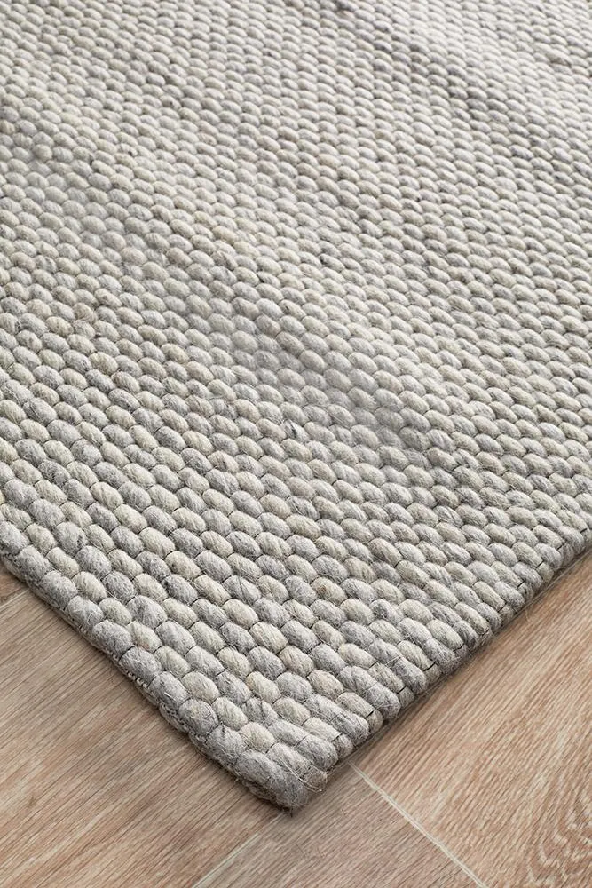 Studio Oskar Felted Wool Striped Rug Grey