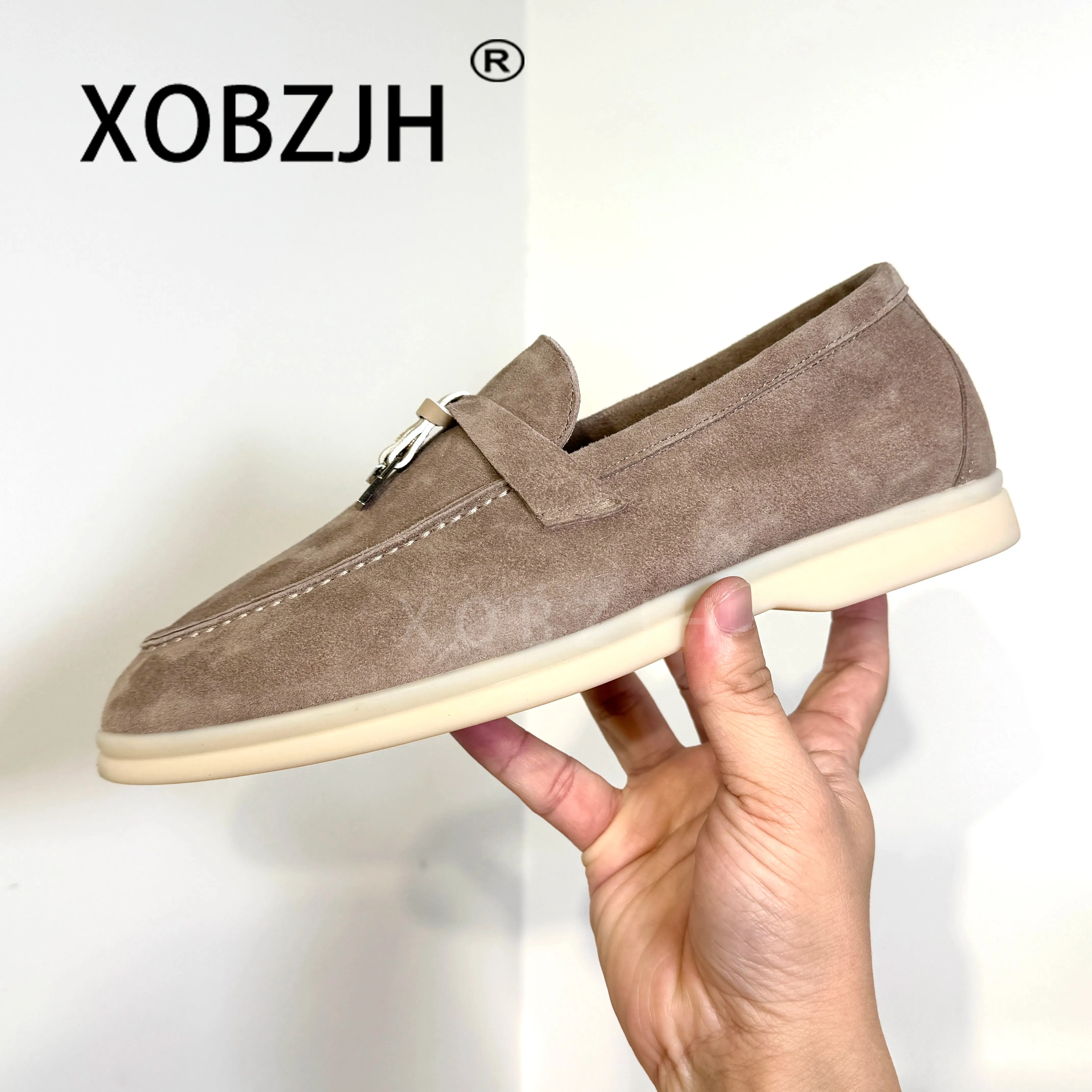 Summer Walk Moccasins Suede Loafers Shoes Women Spring Autumn Fashion Causal Leather Metal Pendant Flat Mules Shoes