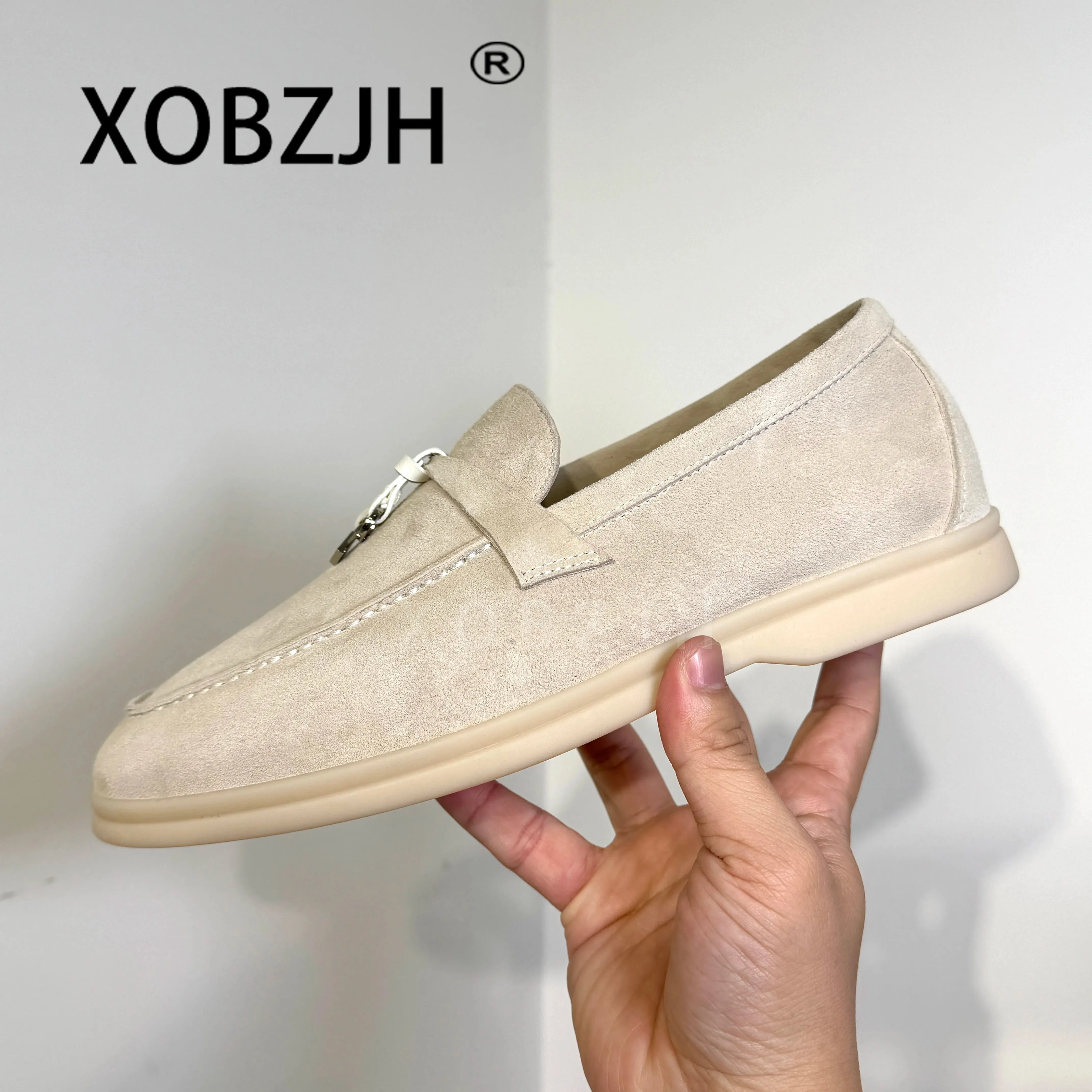 Summer Walk Moccasins Suede Loafers Shoes Women Spring Autumn Fashion Causal Leather Metal Pendant Flat Mules Shoes