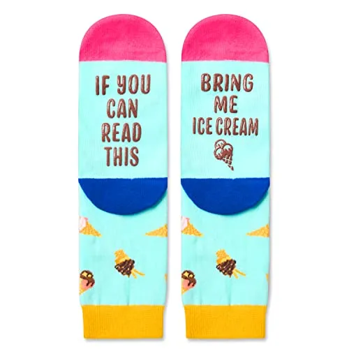 Teenages Ice Cream Socks, Gift for Children, Birthday Gift for Boys Girls, Funny Ice Cream Socks for Ice Cream Lovers, Novelty Ice Cream Gifts for Kids, Funny Food Socks, Gifts for 7-10 Years Old
