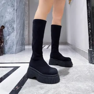 Thick Sole Fly-woven Boots