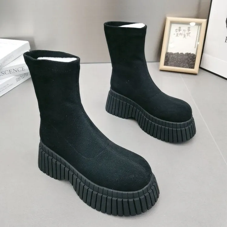 Thick Sole Fly-woven Boots