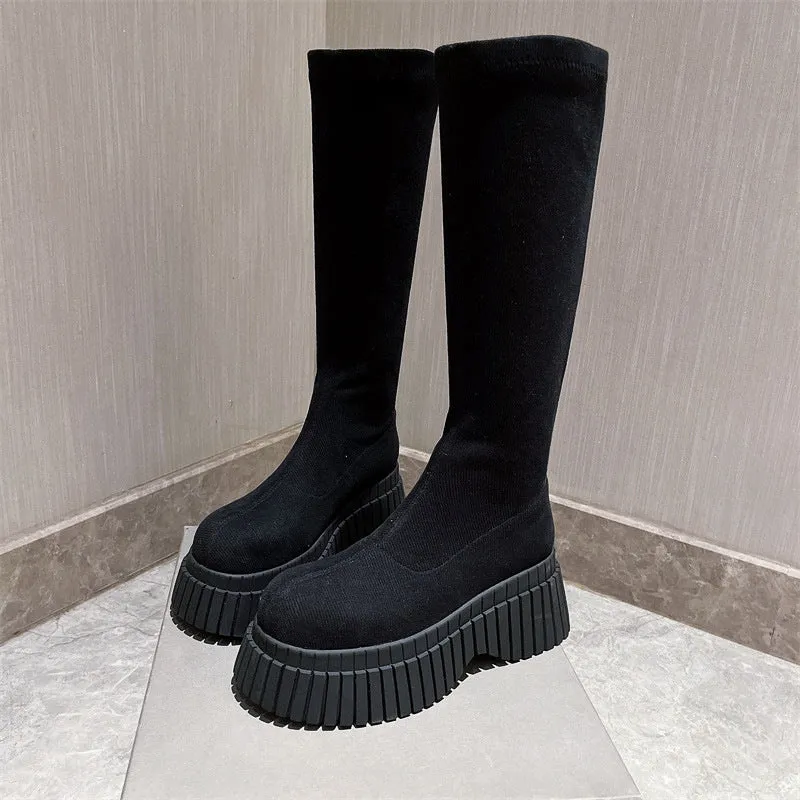 Thick Sole Fly-woven Boots