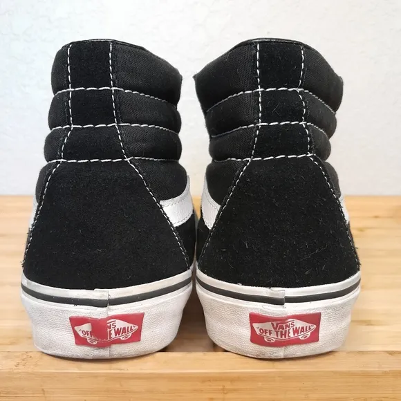 VANS Men Classic Old Skool High Top Black &amp; White Lace Up Skater Shoes