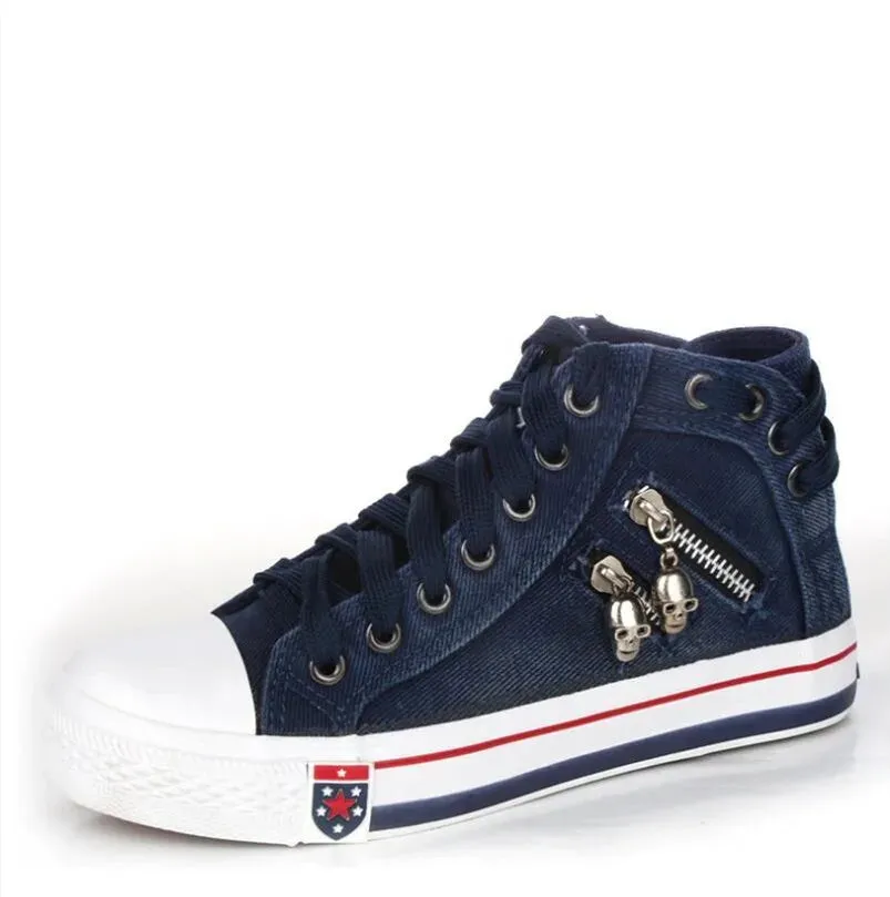 Women Casual  Denim Canvas Sneakers  Lace-up