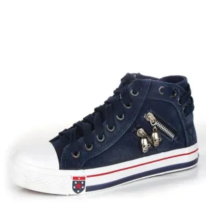 Women Casual  Denim Canvas Sneakers  Lace-up