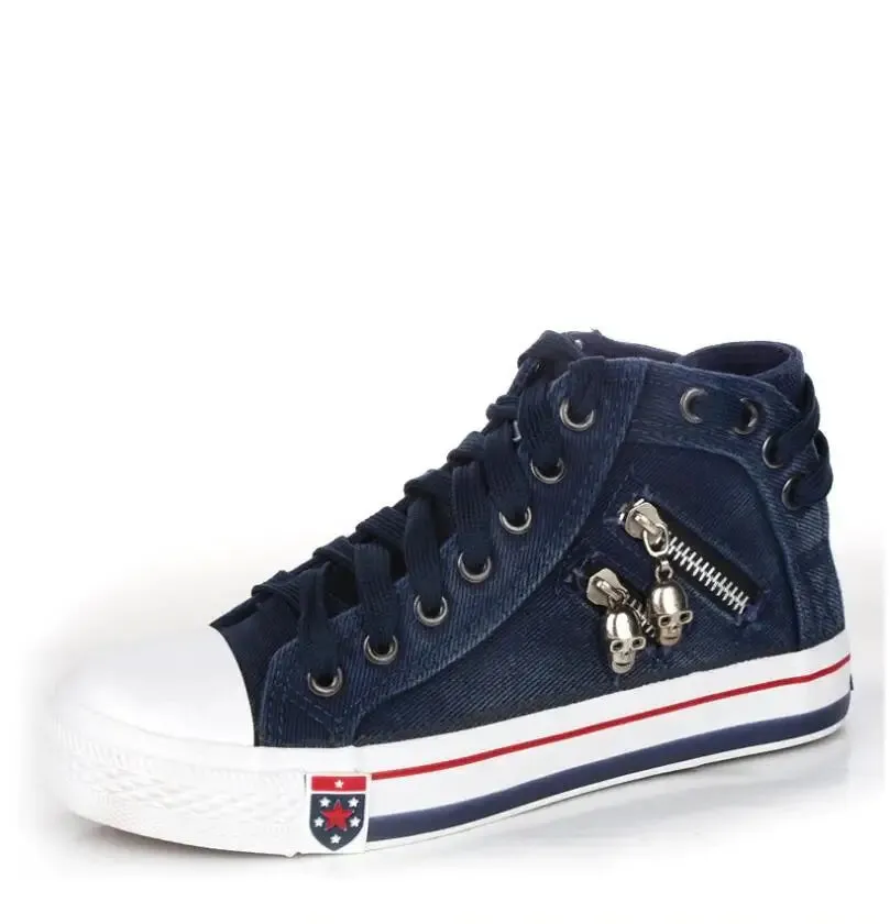 Women Casual  Denim Canvas Sneakers  Lace-up