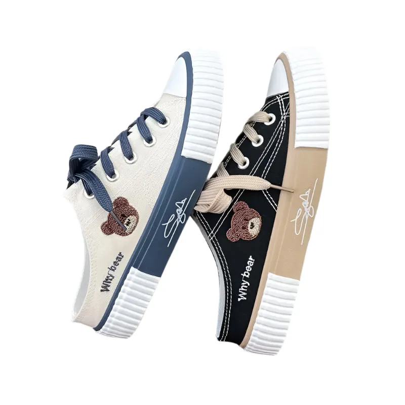 Women Cute Bear Canvas Shoes