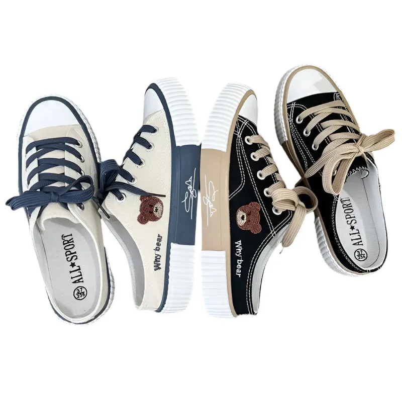Women Cute Bear Canvas Shoes