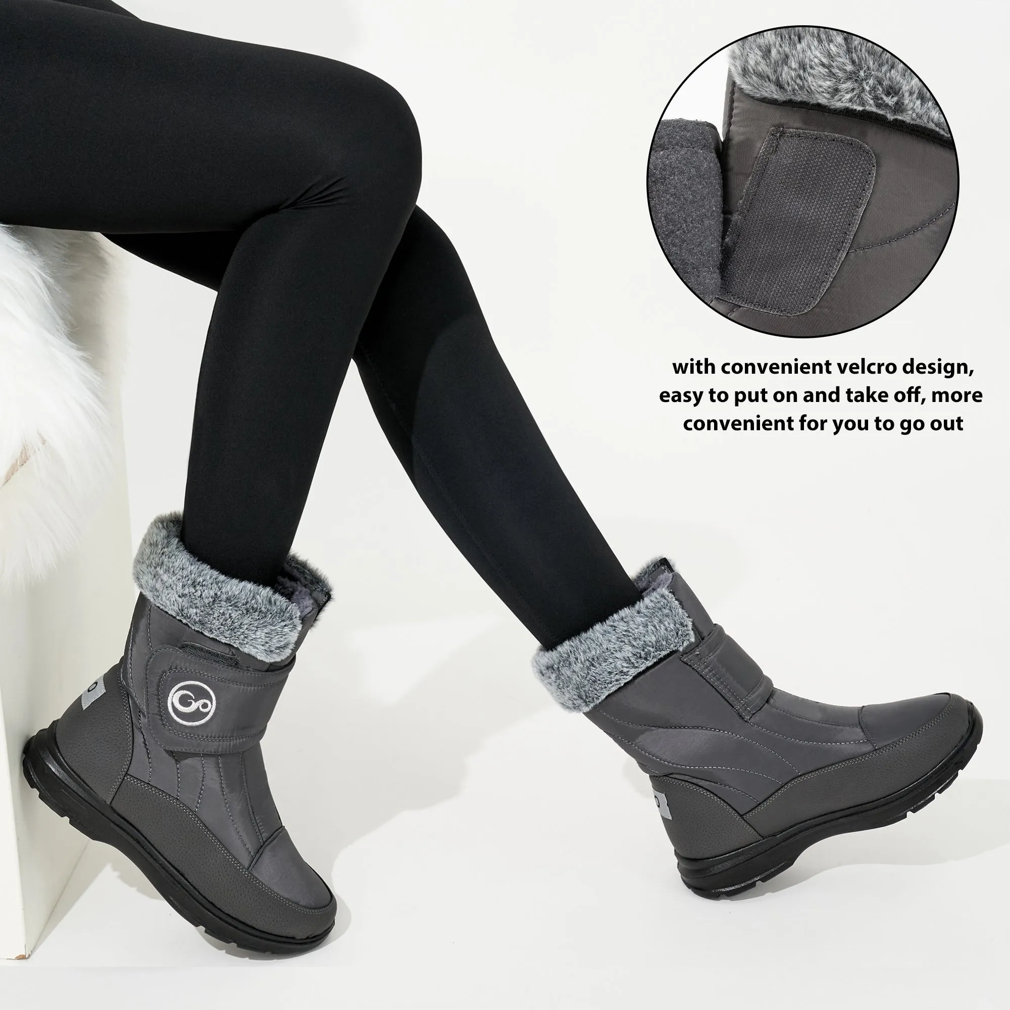 Women Snow Boots Winter Slip On Mid Calf Boots for Women Waterproof Comfortable Outdoor Shoes